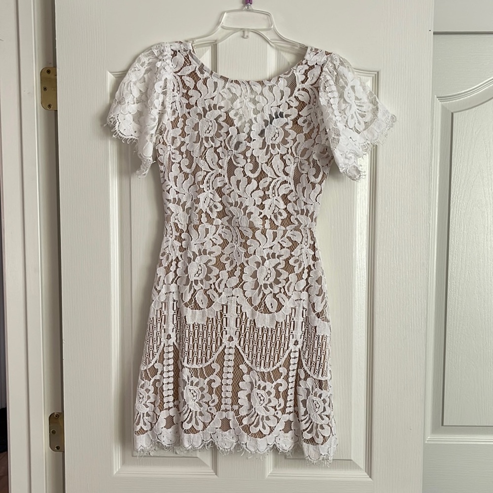 White eyelet lace dress